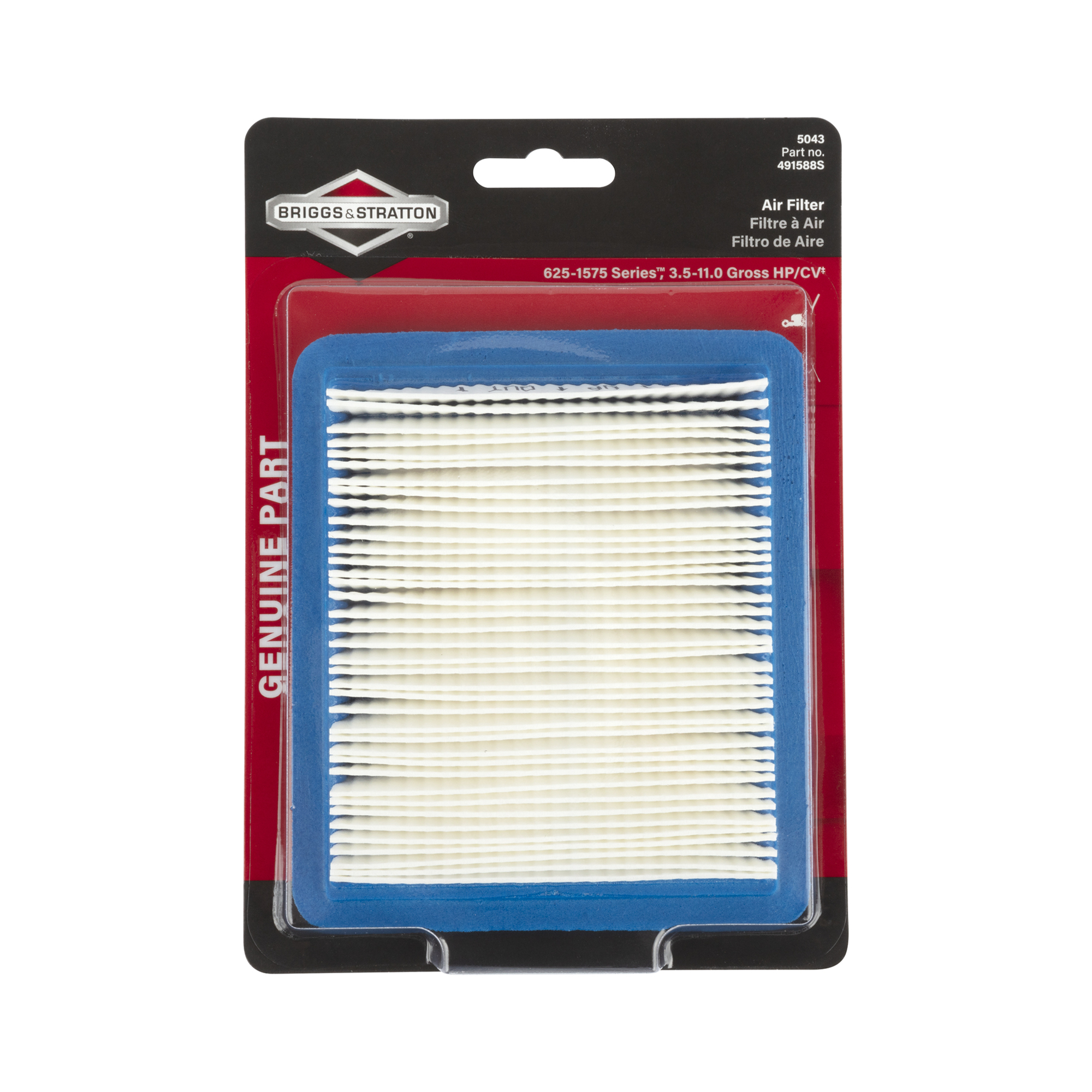 Briggs & Stratton Air Filter, 3.5 to 6.5 HP, Model# 5043D